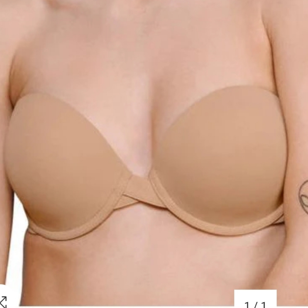 HARPER WILDE  THE FLEX EVERYDAY STRAPLESS BRA IN TAN;  SIZE:36DD